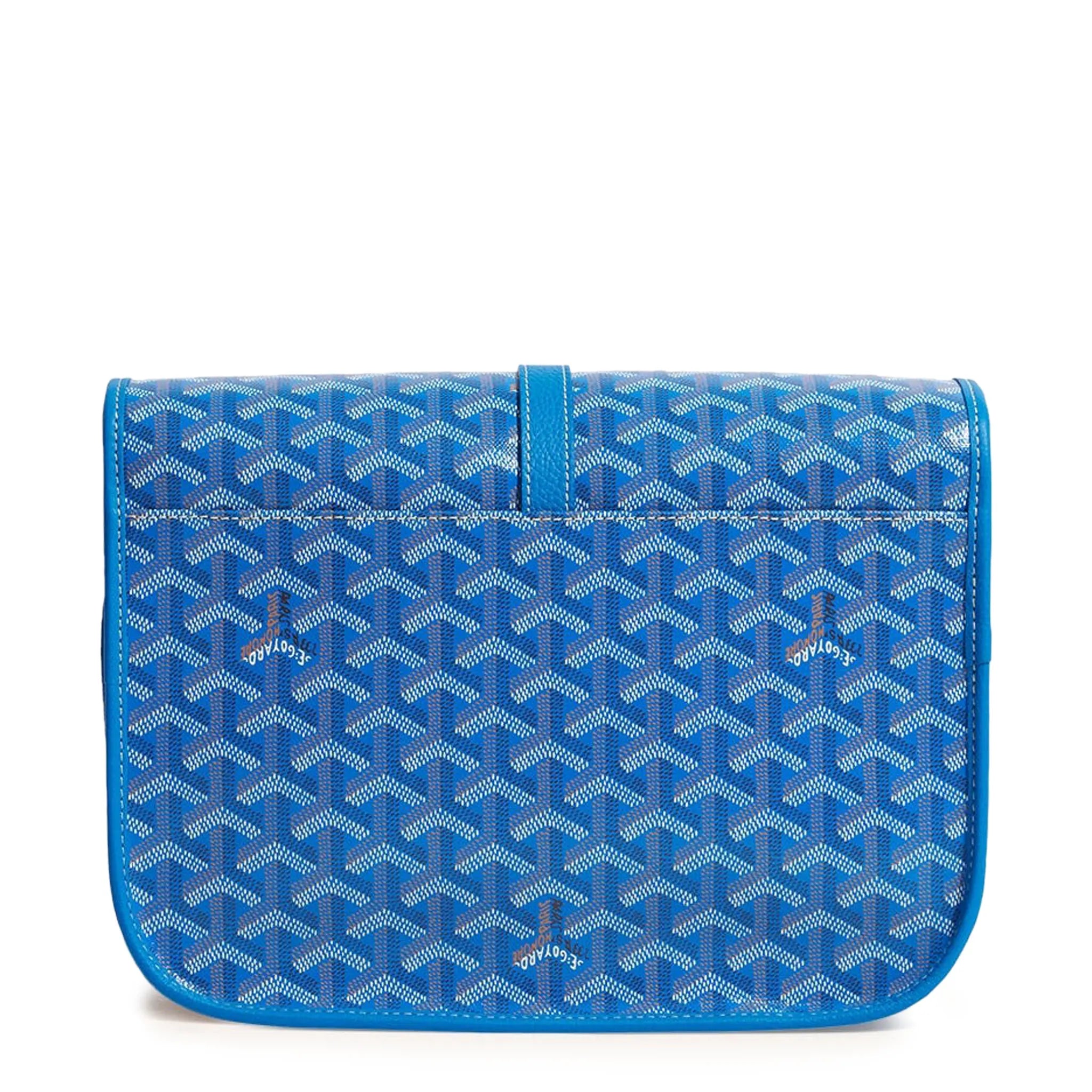 Back view of Goyard Goyardine Belvedere II Sky Blue MM Messenger Bag BELVE3MMLTY10CG10P