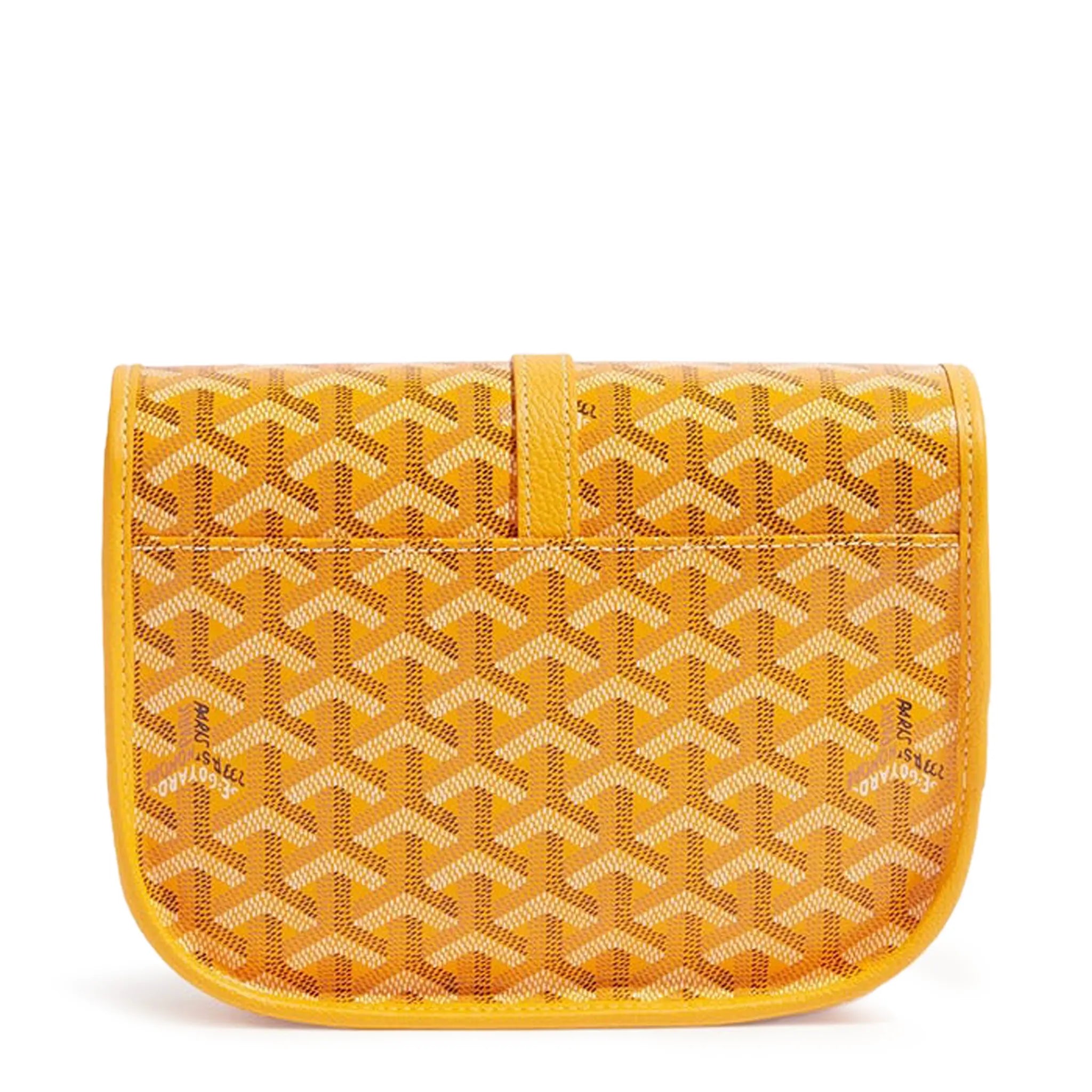 Back view of Goyard Goyardine Belvedere II Yellow PM Messenger Bag BELVE3PMLTY08CG08P