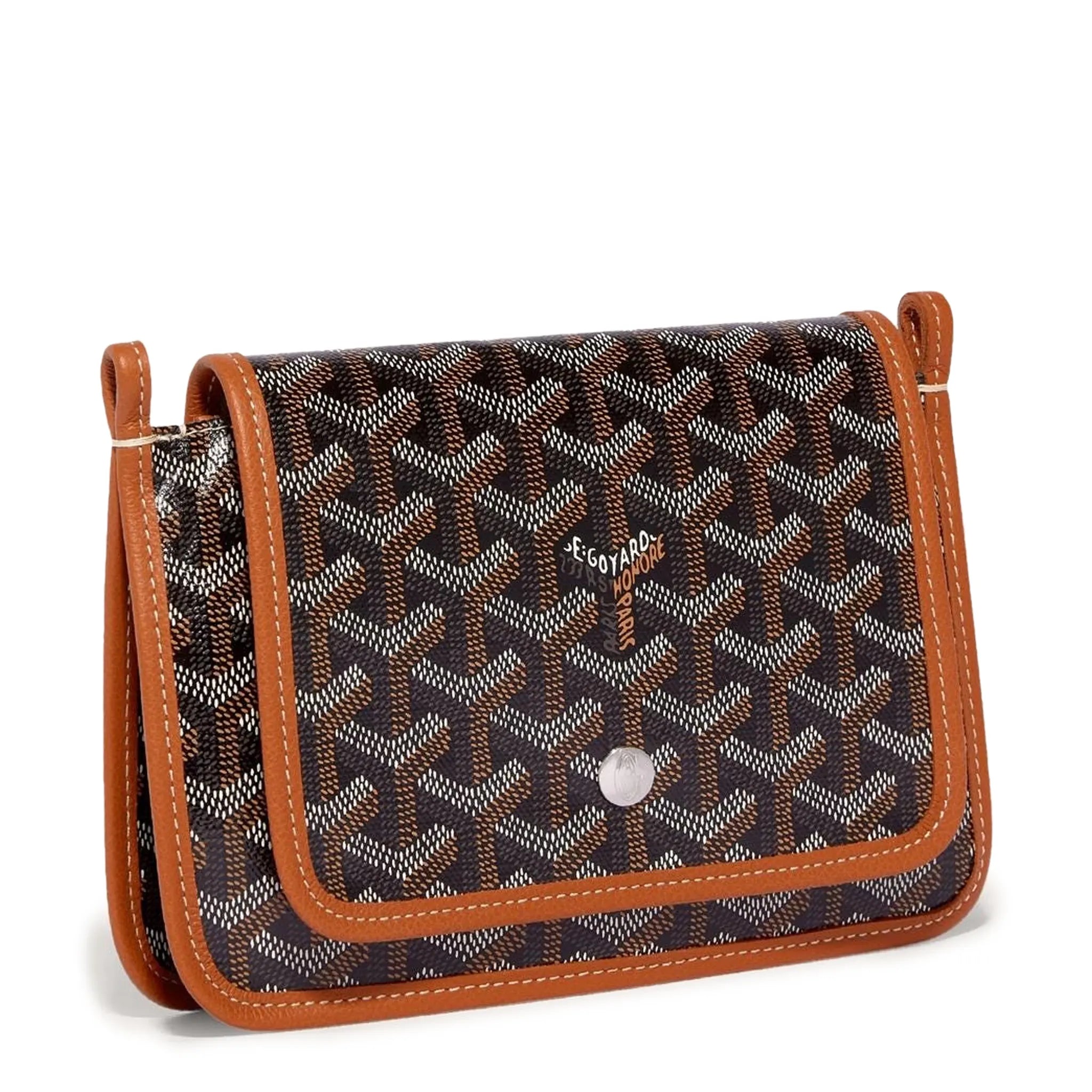 Front view of Goyard Plumet Pocket Black Tan Wallet PLUMETPMLTY01CL03P