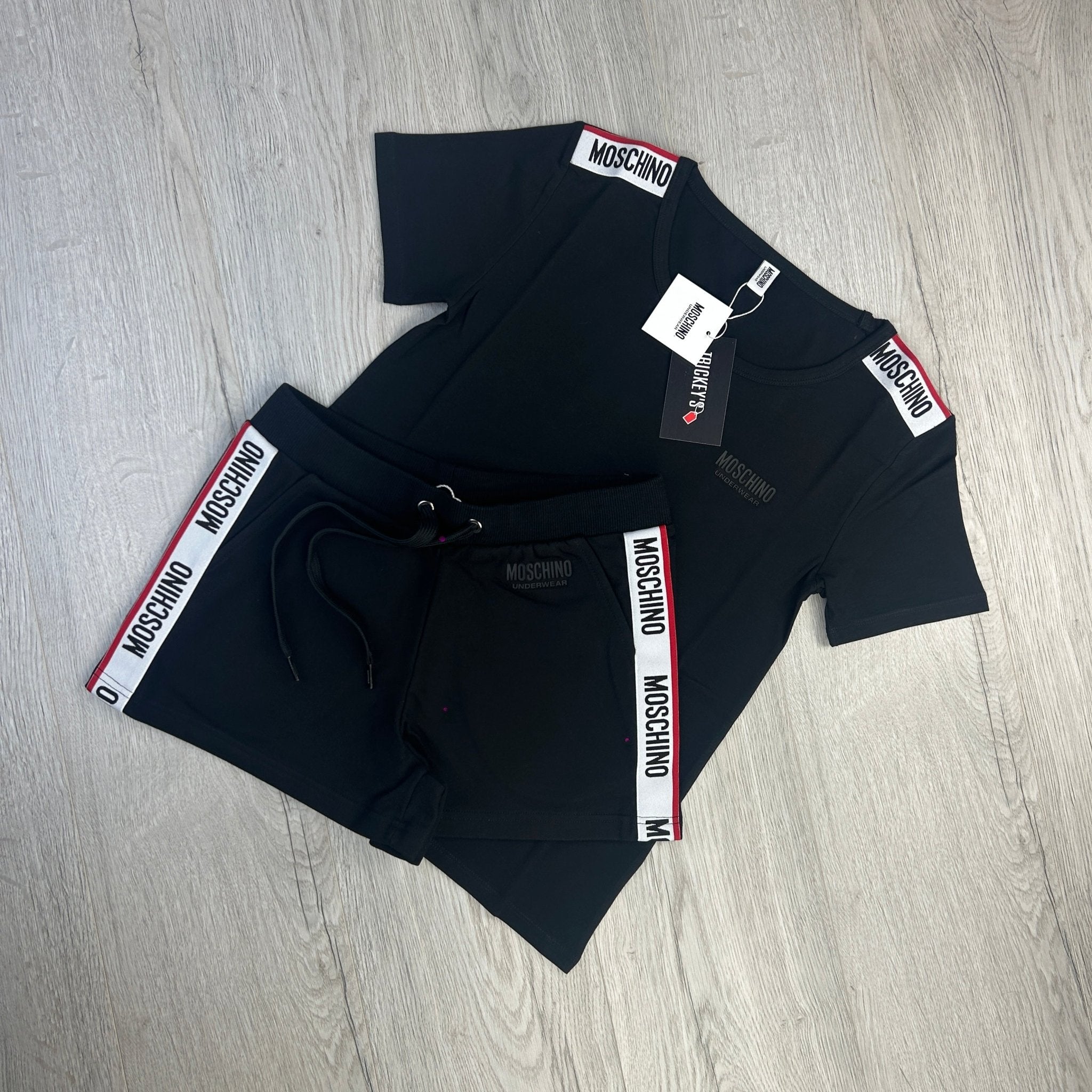 Moschino Women’s Taped Black T-shirt & Short Set - Morely TrendsMoschino Type here:)