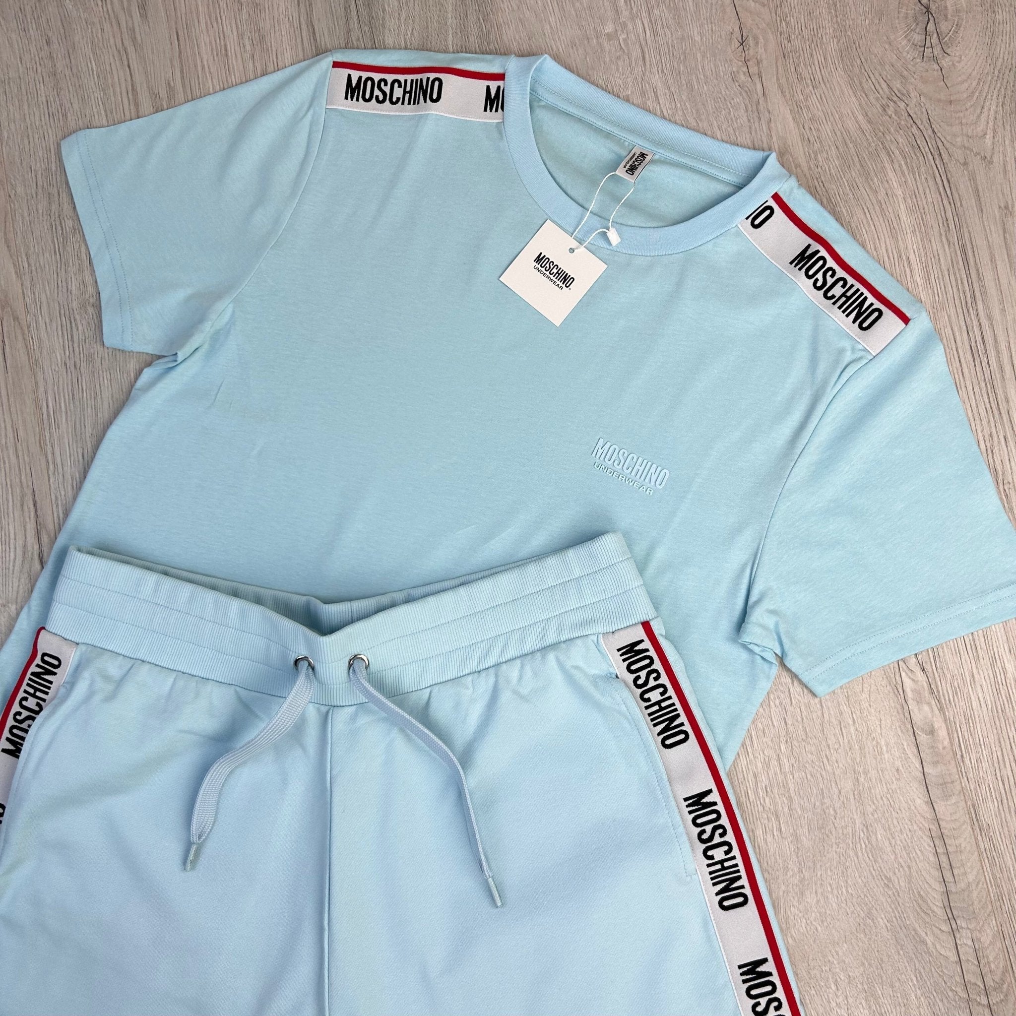 Moschino Men’s Baby Blue T-shirt & Short Set - Morely TrendsMoschino Type here:)
