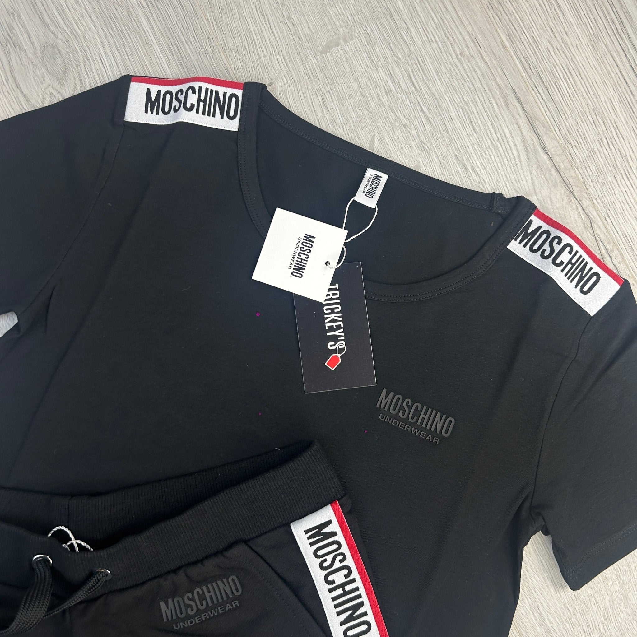 Moschino Women’s Taped Black T-shirt & Short Set - Morely TrendsMoschino Type here:)