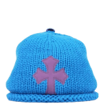 Chrome Hearts Cashmere Leather Cross Patch Beanie Blue