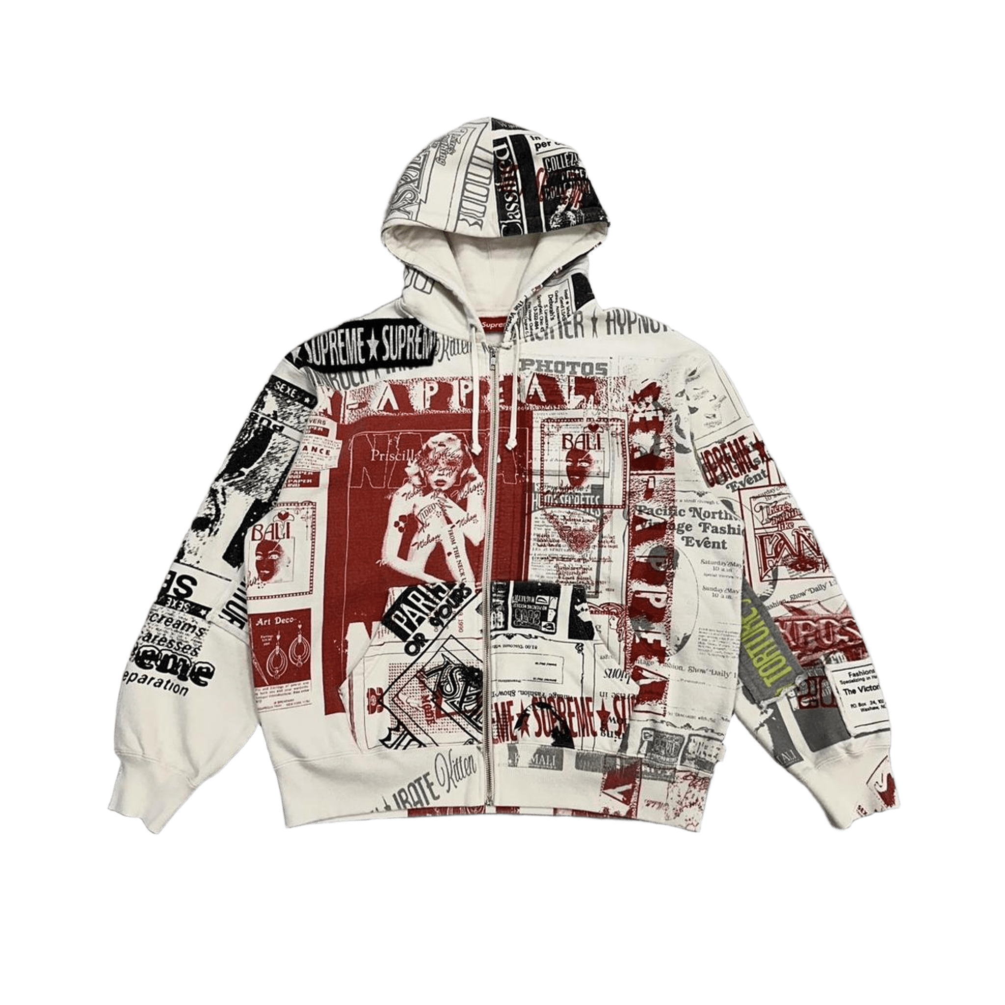 Supreme Collage Zip Hoodie White - Morely TrendsSupreme Type here:)