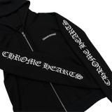 Chrome Hearts Scroll Logo Zip Up Hoodie Black