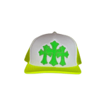 Chrome Hearts Cemetery Cross Trucker Hat Neon Yellow - Morely TrendsChrome Hearts Type here:)
