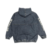 Chrome Hearts 3 Cross Patch Denim Quarter Zip Hoodie