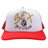 Chrome Hearts Matty Boy Sex Records Logo Trucker Hat Red/White