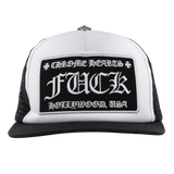 Chrome Hearts FUCK Hollywood Trucker Hat Black/White