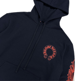 Chrome Hearts Red Horseshoe Logo Hoodie Navy