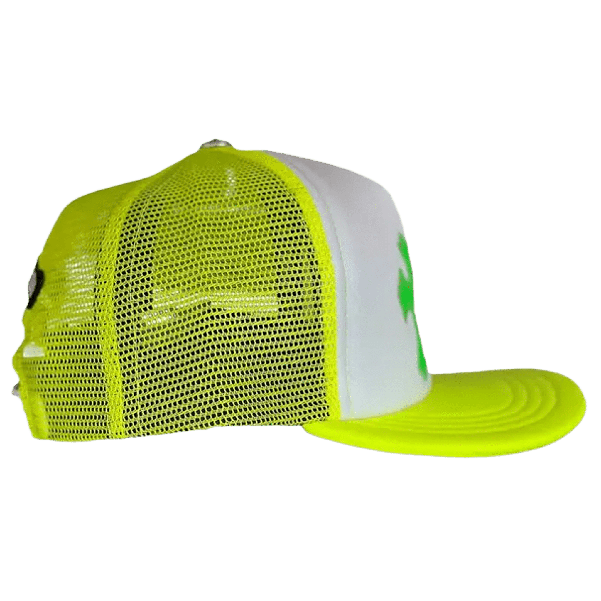 Chrome Hearts Cemetery Cross Trucker Hat Neon Yellow - Morely TrendsChrome Hearts Type here:)