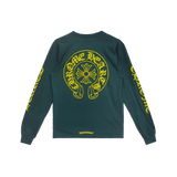 Chrome Hearts Yellow&Green Horseshoe Long Sleeve T-Shirt Green