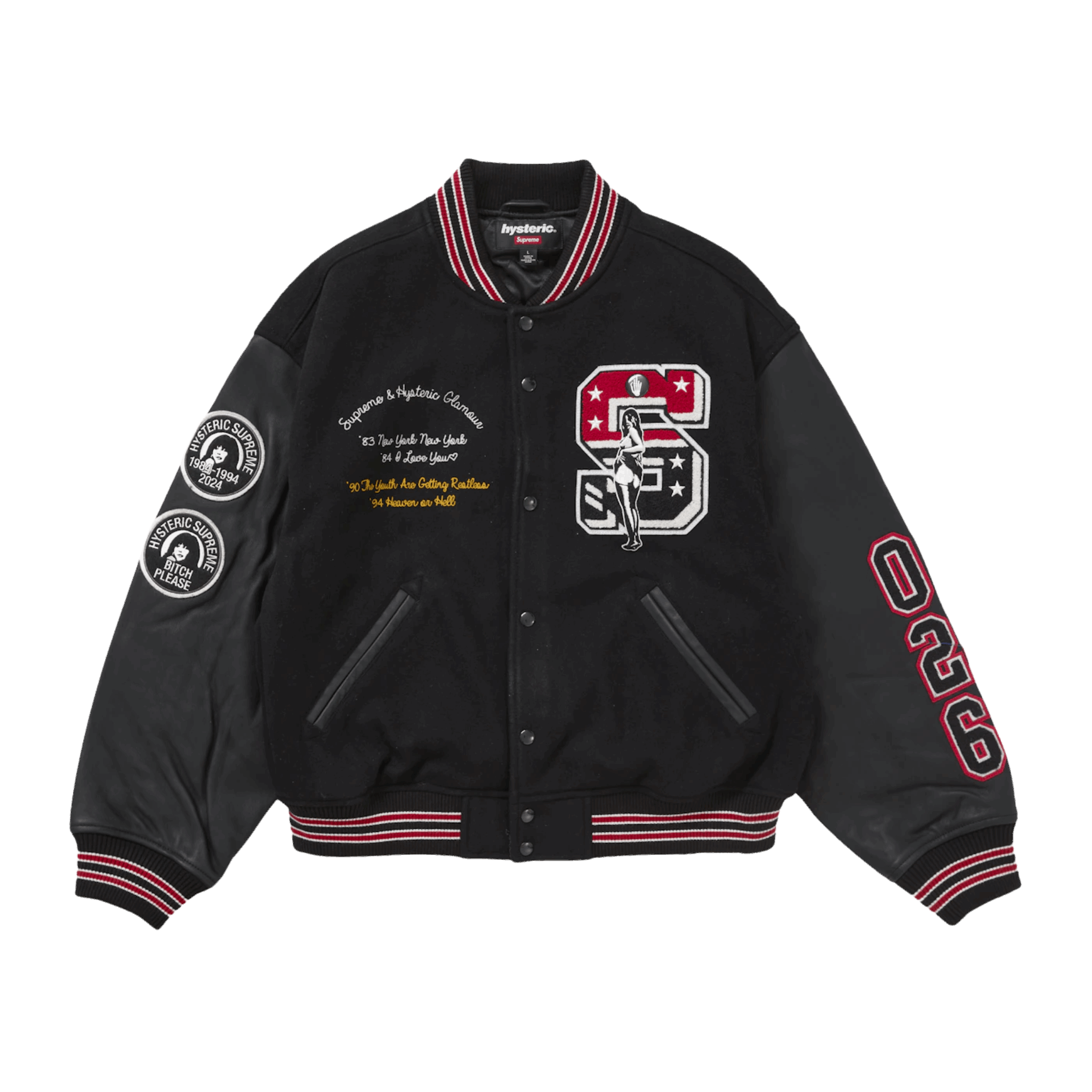 Supreme Hysteric Glamour Varsity Jacket Black