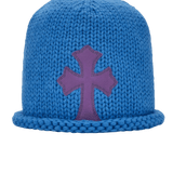 Chrome Hearts Cashmere Leather Cross Patch Beanie Blue