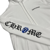 Chrome Hearts Rolling Stones Blue Lips Logo Hoodie White