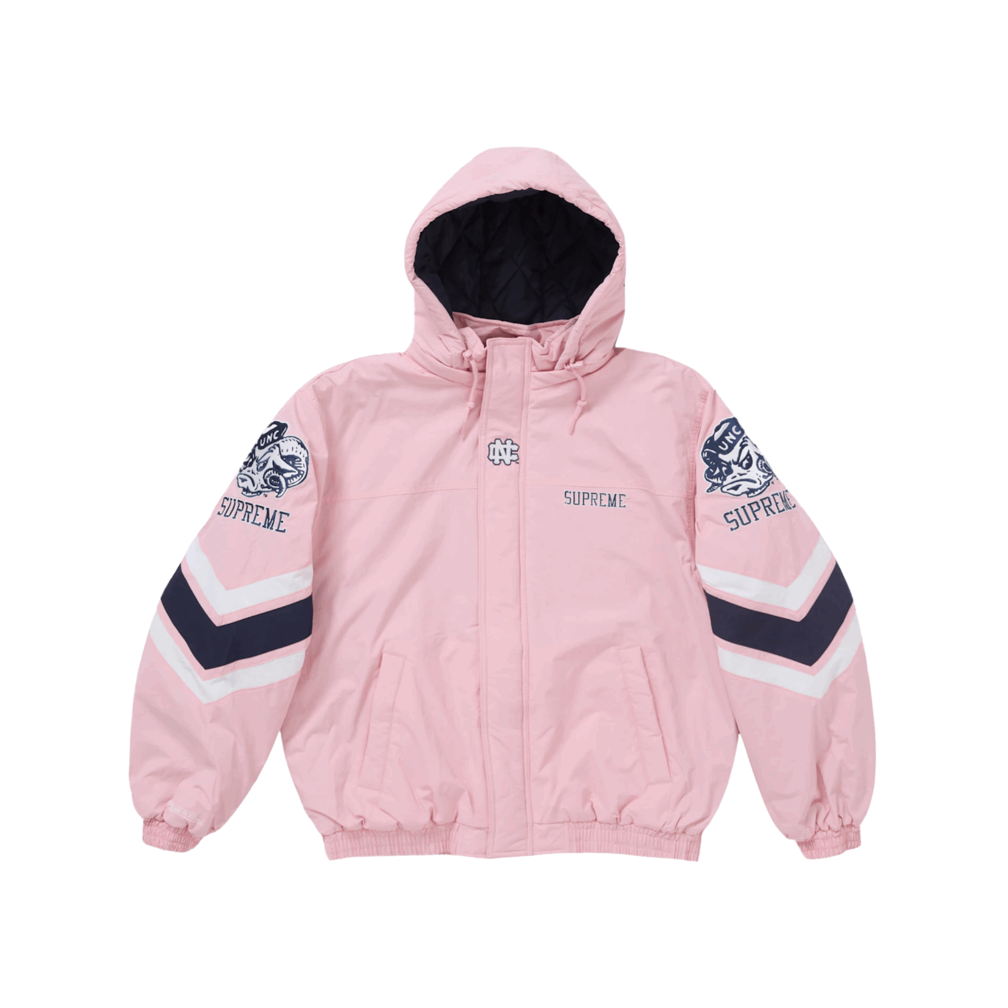 Supreme Mitchell & Ness NCAA Hooded Stadium Jacket Pink