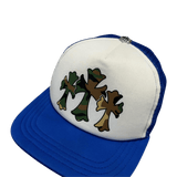 Chrome Hearts Men's Blue Trucker Cap Camo Cross