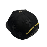 Chrome Hearts Leather Cross Patch CH Logo Snapback Cap Black Yellow