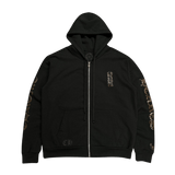Chrome Hearts Exclusive Brown Vertical Logo Zip Up Hoodie Black