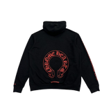 Chrome Hearts Horseshoe Logo Hoodie Black Red