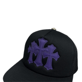 Chrome Hearts St. Barths Exclusive Purple 3 Leather Cross Patch Trucker Cap Black