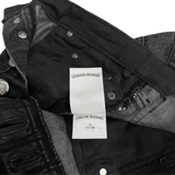 Chrome Hearts Black White Leather Cross Patch Fleur Knee Denim Jeans Grey