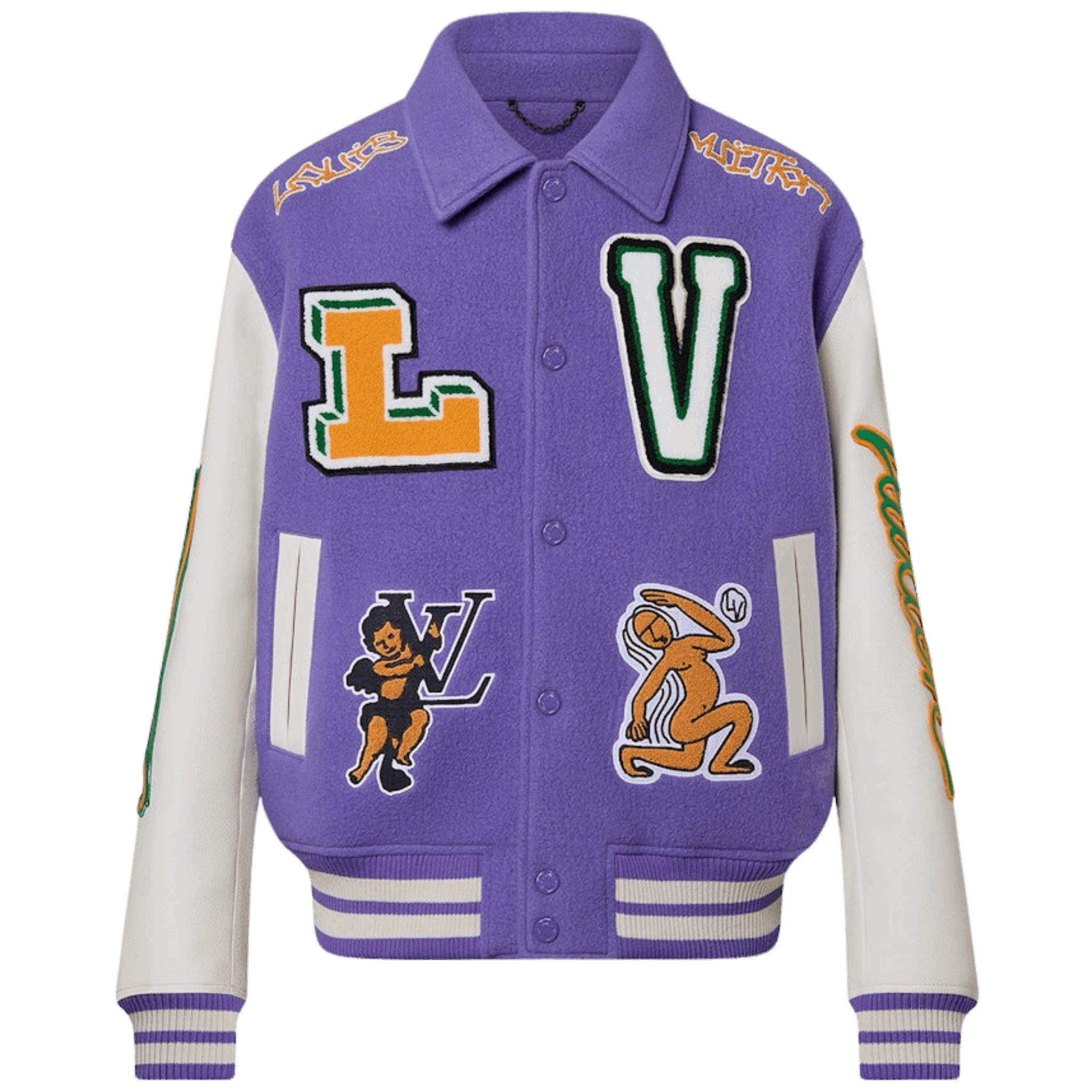 Louis Vuitton Multi-Patches Mixed Leather Varsity Blouson Fig