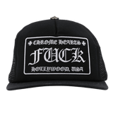 Chrome Hearts FUCK Hollywood Trucker Hat Black/Black