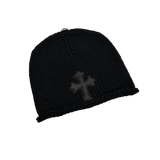 Chrome Hearts Cashmere Leather Cross Patch Beanie Black