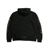 Chrome Hearts Exclusive Brown Vertical Logo Zip Up Hoodie Black