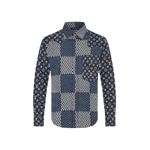 Louis Vuitton x Nigo MNGM Waves Giant Damier Flannel Shirt Indigo