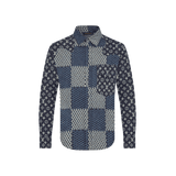 Louis Vuitton x Nigo MNGM Waves Giant Damier Flannel Shirt Indigo