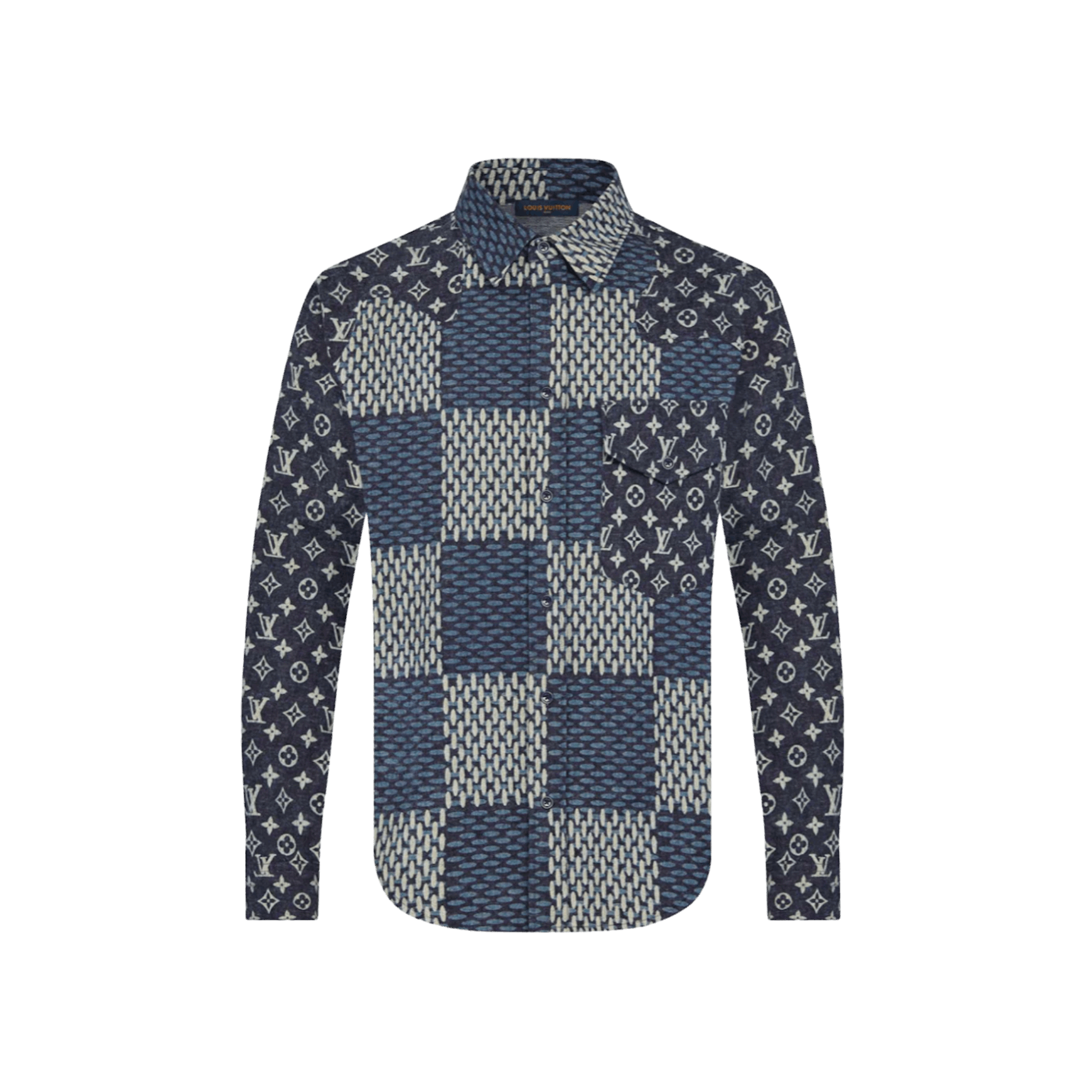 Louis Vuitton x Nigo MNGM Waves Giant Damier Flannel Shirt Indigo