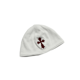Chrome Hearts Vintage Cross & Scroll Logo Thermal Skully Beanie White Red