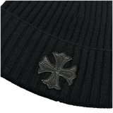 Chrome Hearts Cashmere Plus Cross Leather Patch Beanie