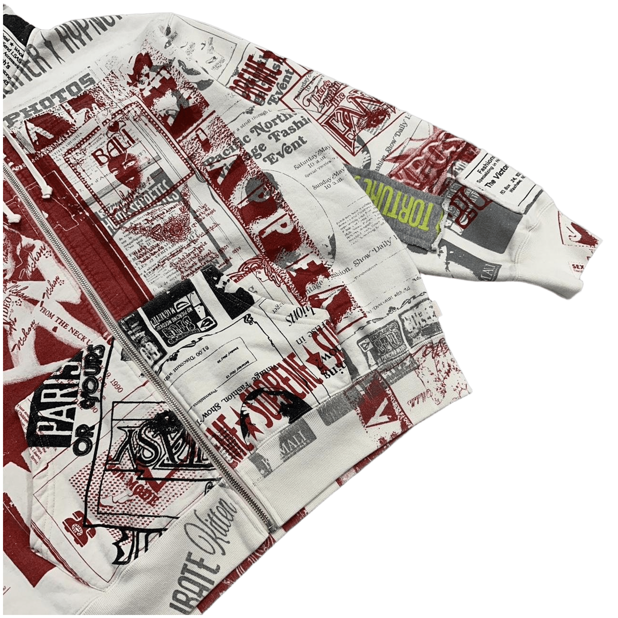 Supreme Collage Zip Hoodie White - Morely TrendsSupreme Type here:)
