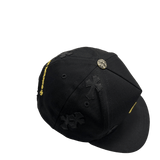 Chrome Hearts Leather Cross Patch CH Logo Snapback Cap Black Yellow