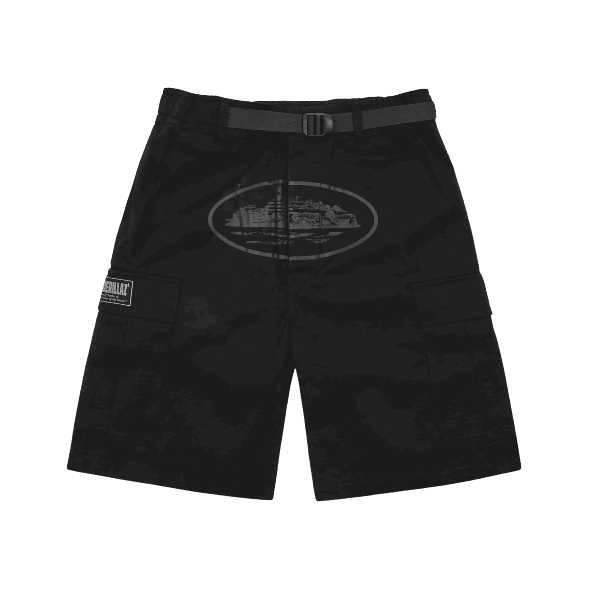 Corteiz Alcatraz Cargo Shorts Triple Black