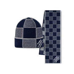 Louis Vuitton Damier Heritage Beanie & Scarf Navy