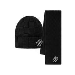 Louis Vuitton Damier Snug Beanie & Scarf Black